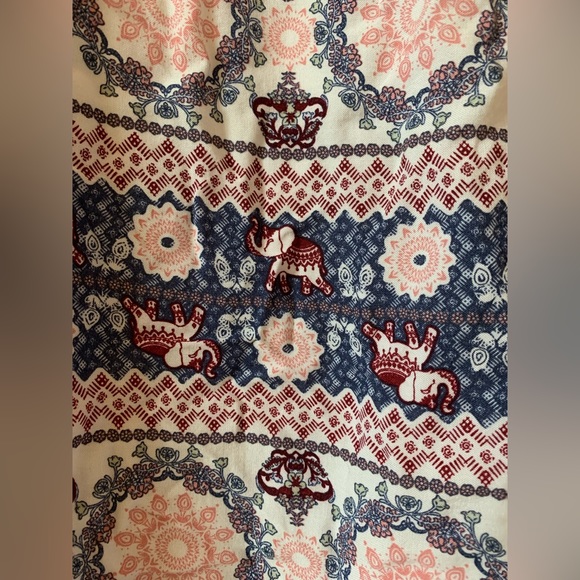 Juniors Boho Elephant Pattern Off Shoulder Ruffle Top Mini Sun Dress Size Medium - Picture 4 of 6